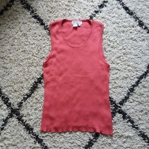 Coral silk sleeveless top